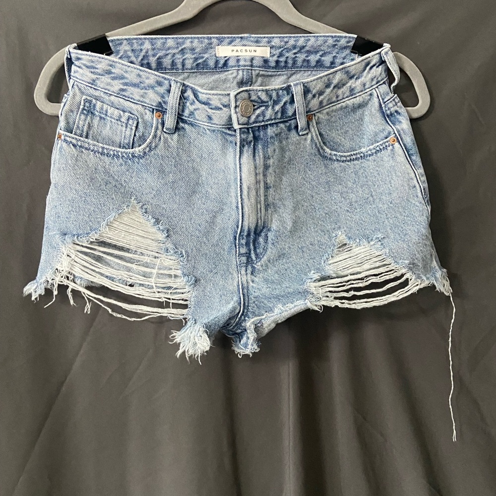 PacSun Women's Blue Distressed Denim Shorts